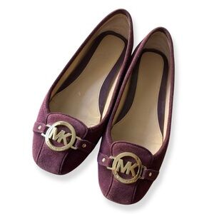 Michael Kors Burgundy Suede Logo Ballet Flats – Size 9.5